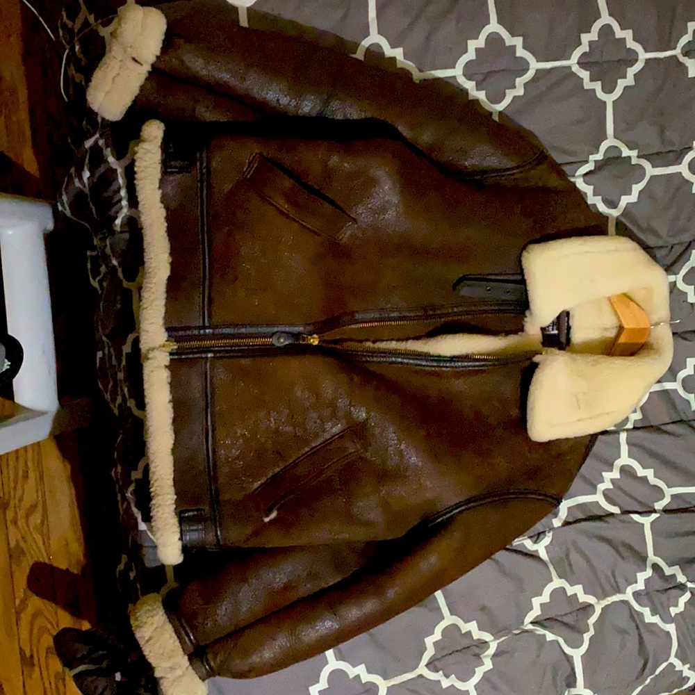 Schott Bros. Inc leather type B-3 coat with American flag